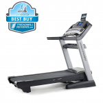 ProForm Pro 9000 treadmill with a best buy badge in the top left corner