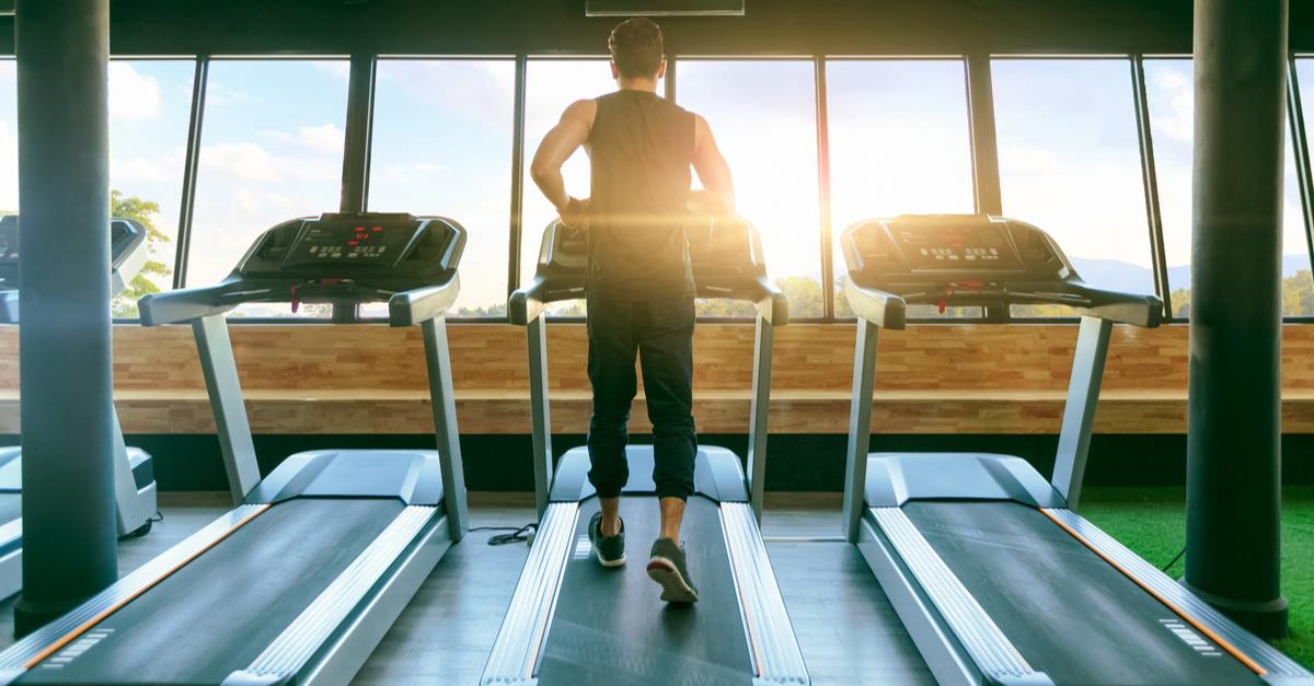 Man running on treadmill